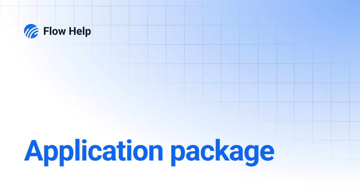 Application package | 6.11 | Flow Help
